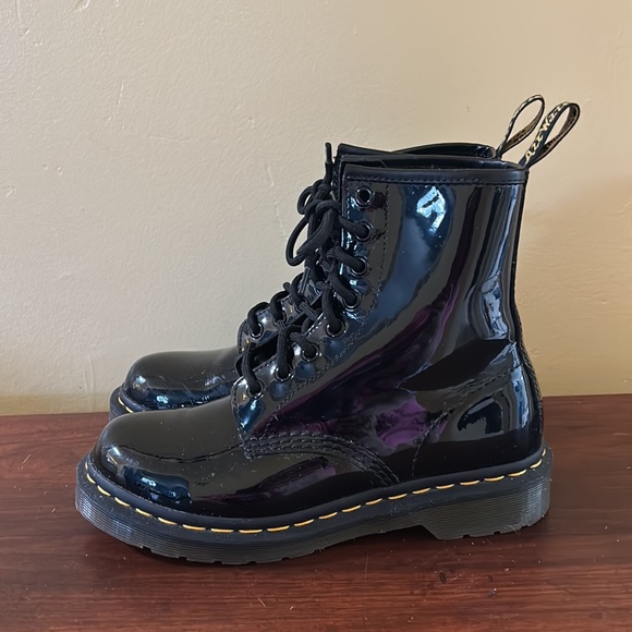 Dr. Martens Shiny Black Combat Boots - Picture 3 of 7